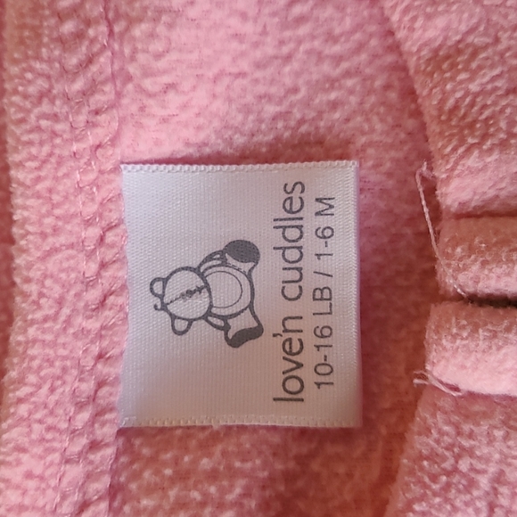 Love'n cuddles pink fleece sleep sack with flower detail - Picture 2 of 3